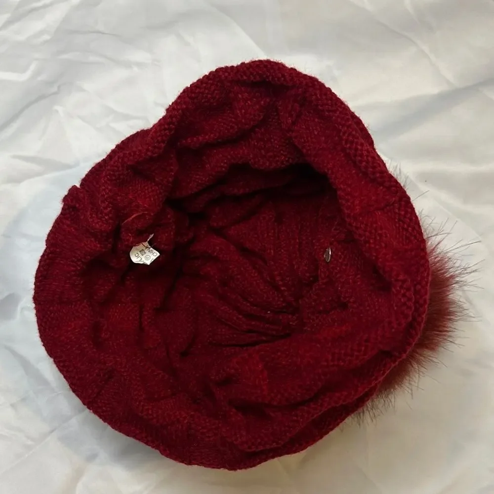 Burgundy Beanie with Pom Pom